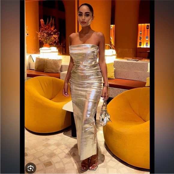 Zara The Fitted Denim bodycon silver midi dress sz.XS - Picture 10 of 16